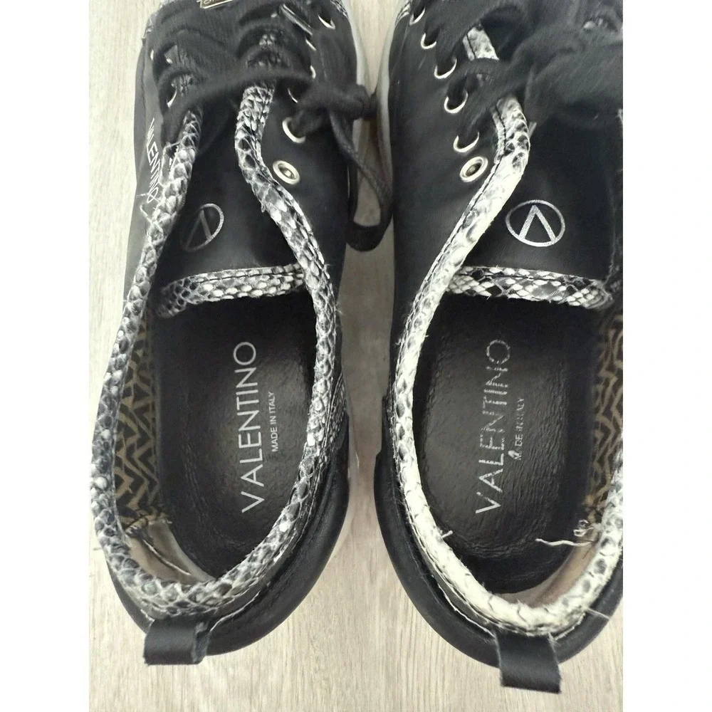 VALENTINO Dalia Black Snakeskin Platform Sneakers Made in Italy Size 9.5